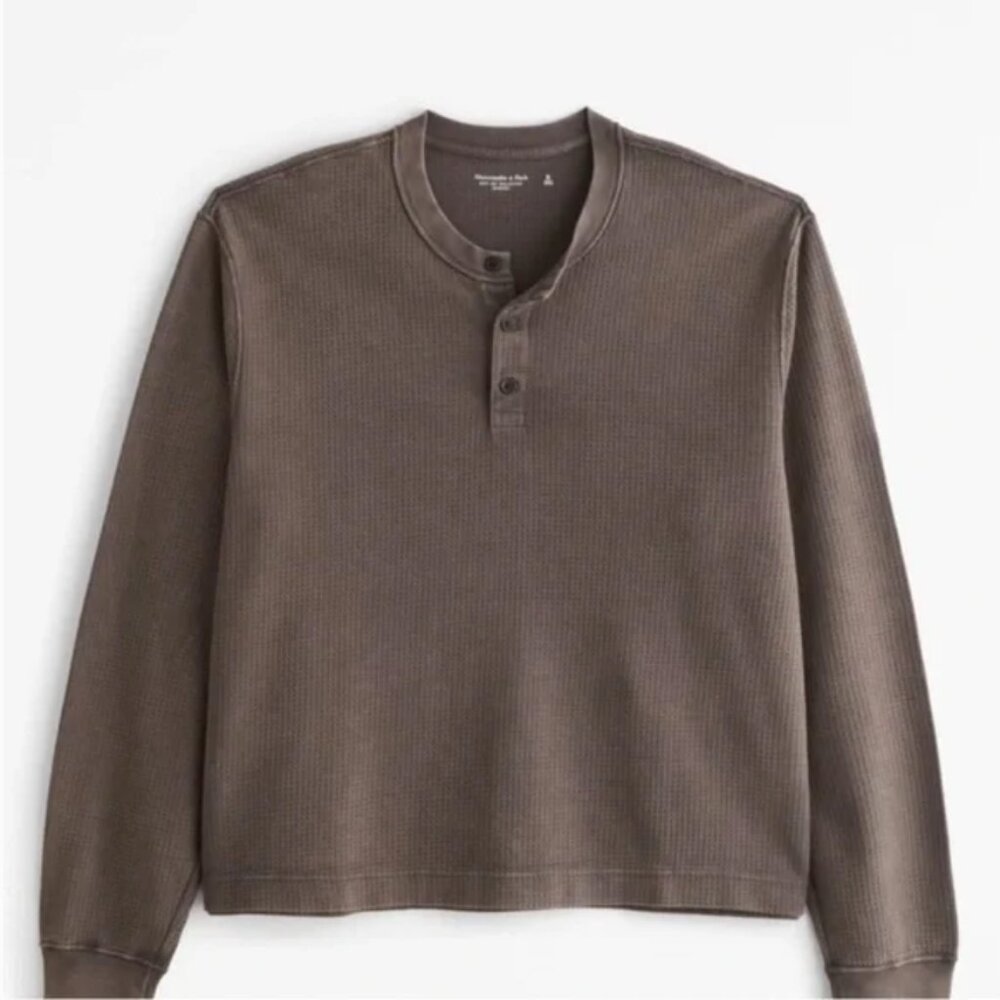 Abercrombie & Fitch dark brown henley